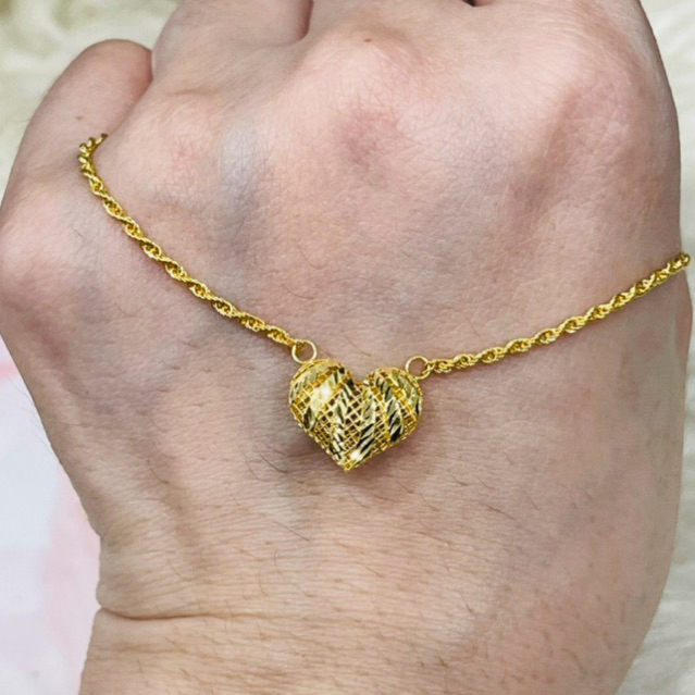 kalung tali korea love kerawang simple mewah elegant emas asli kadar 700