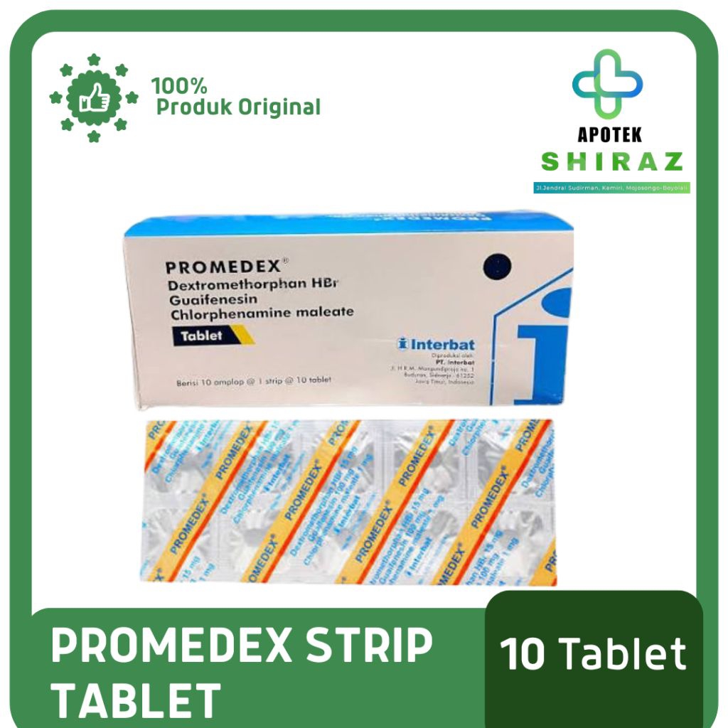 Promedex Tablet 1 Strip isi 10 Tablet - Obat Batuk Berdahak dan Kering