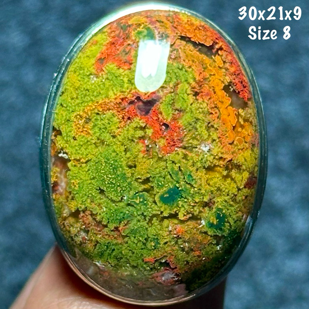 Cincin Batu Akik Natural Pancawarna Lumut Garut Aquarium Kristal (asli alam)