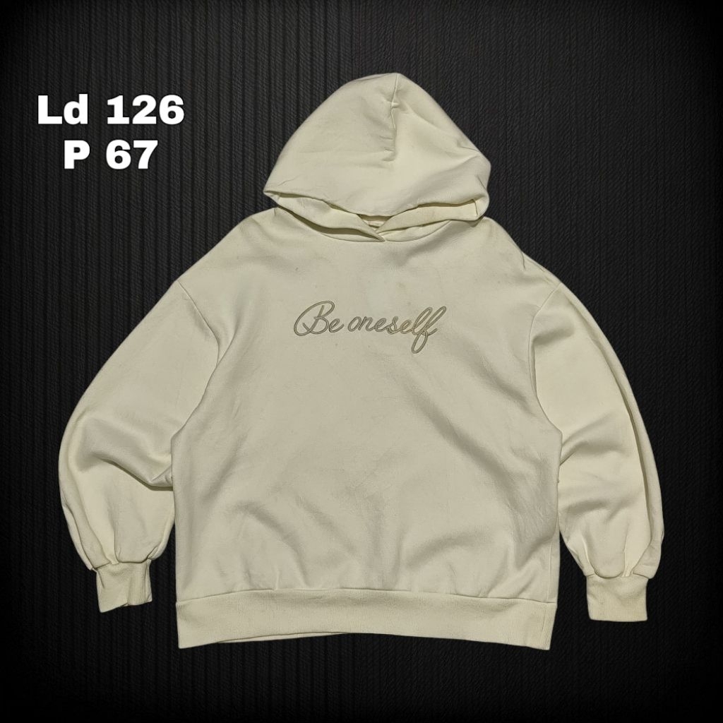 HOODIE BOXY GLOBAL UNIQLO ORIGINAL PUTIH TEBAL