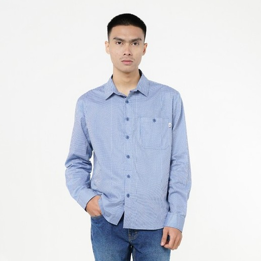 3Second Kemeja Pria Lengan Panjang Garis Regular Fit Katun Stripe Shirt Doods HP-020326