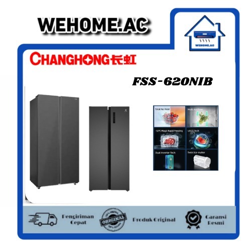 Kulkas Changhong 2 Pintu Side By Side  FSS-630NIGB / FSS-710NIGB Kulkas Changhong Side By Side 2 Pin