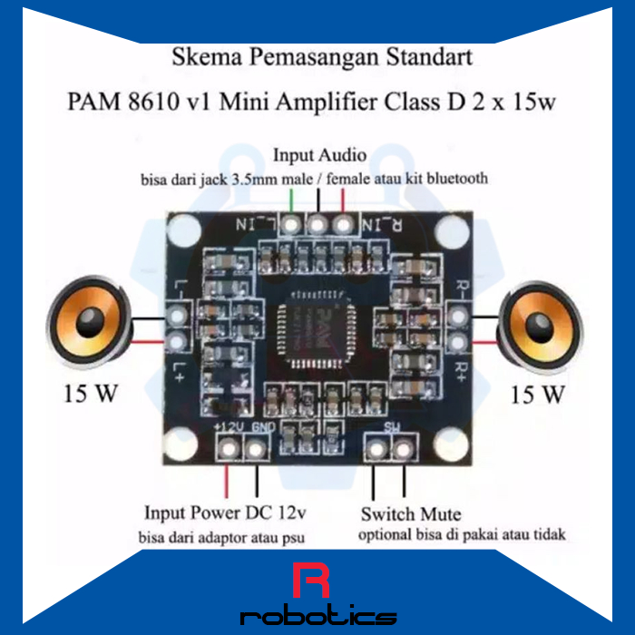 PAM8610 12V Power Amplifier Class D Mini Stereo 2 Channel 2x15W PAM8610 Mini Audio Amplifier Class D