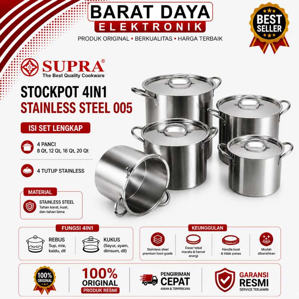Panci Supra Stockpot Stainless Steel Stockpot 4in1 Panci 055