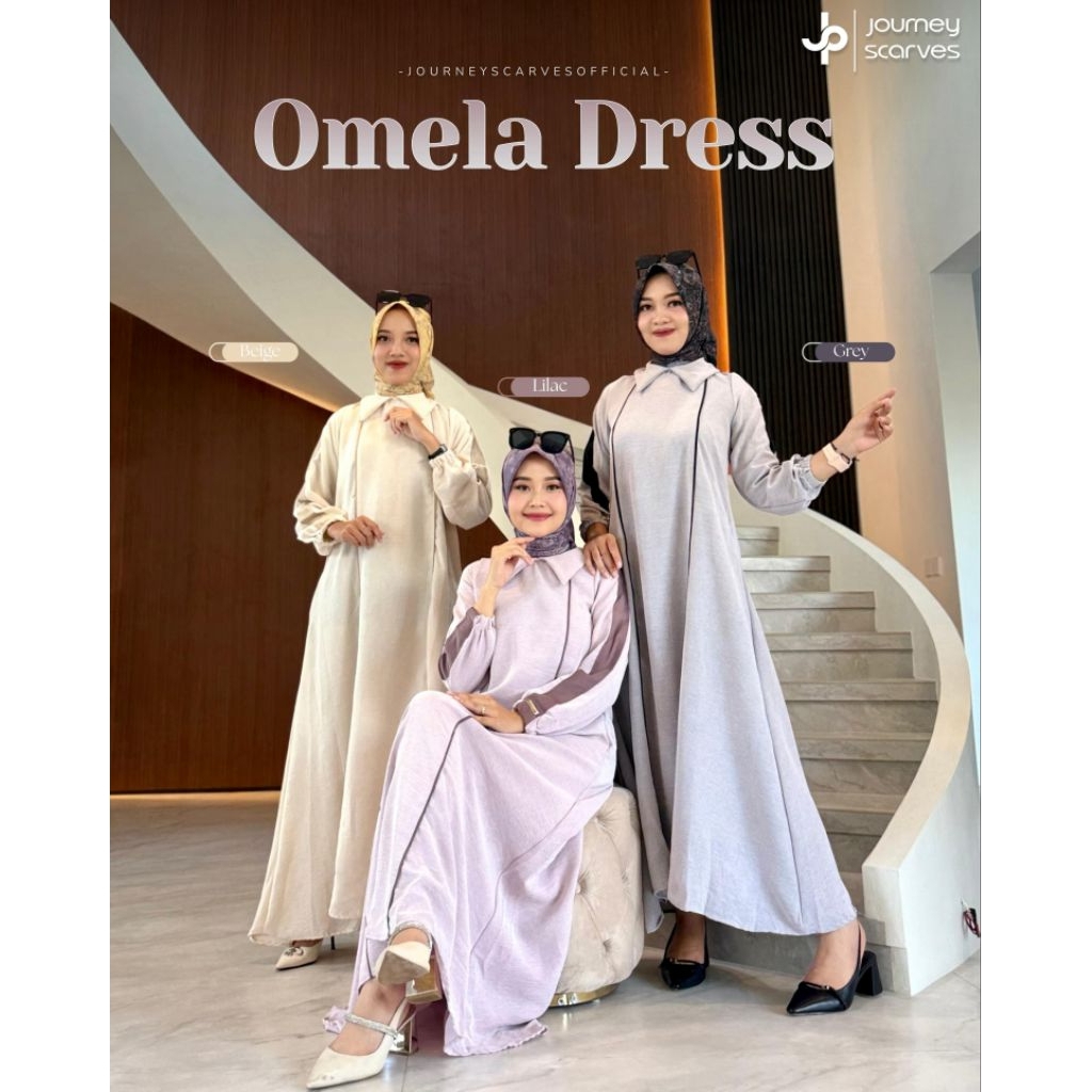 [BEST SELLER] Omela Dress Journey | gamis bahan airflow mix vegas gamis airflow vegas gamis crinkle 