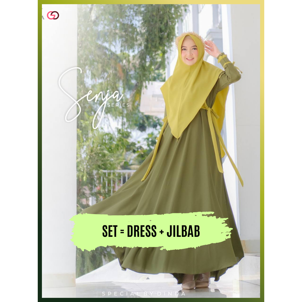 Gamis Busui Set Jilbab SENJA by Dinda Dress Polos Simple