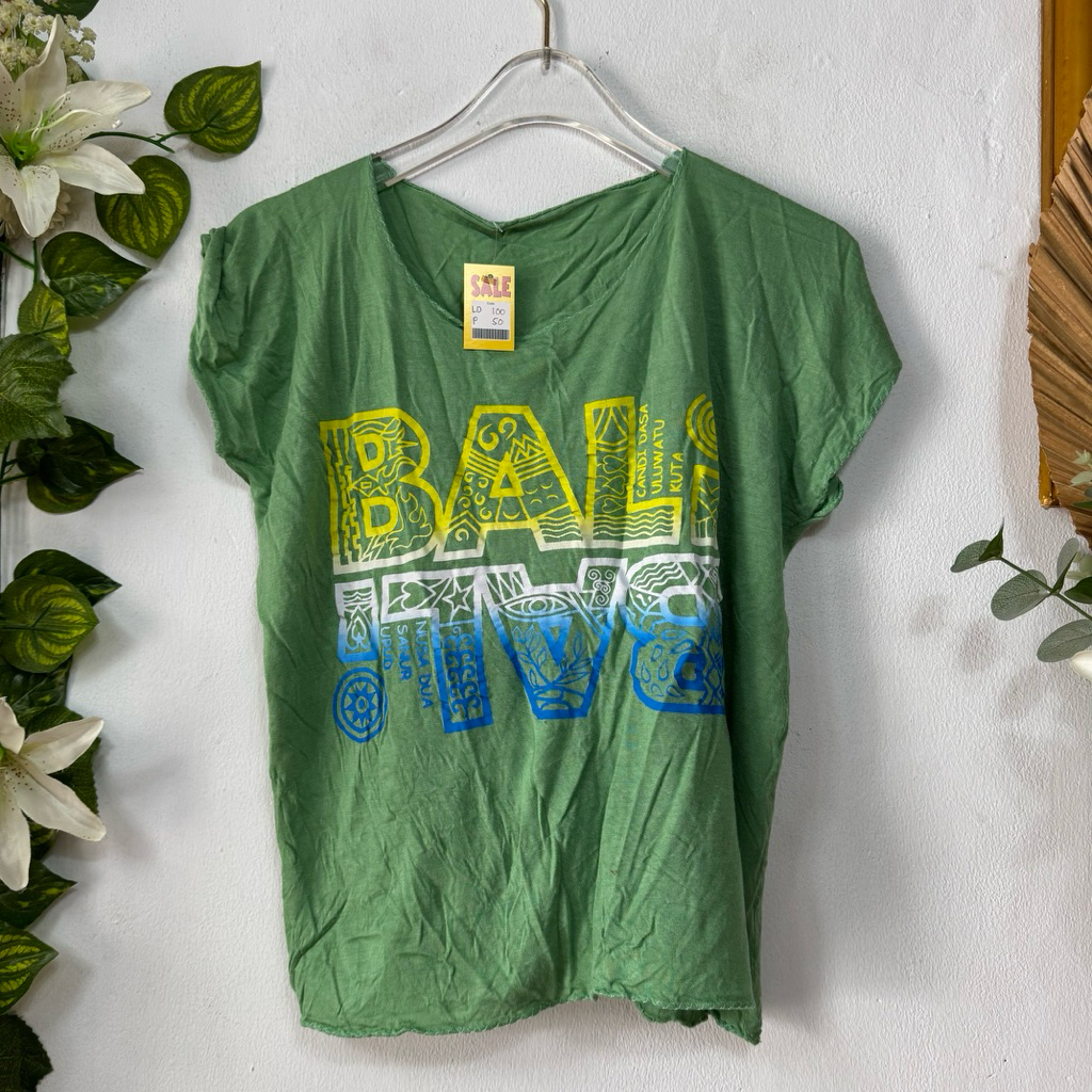 Kaos oblong Bali hijau katun tipis
