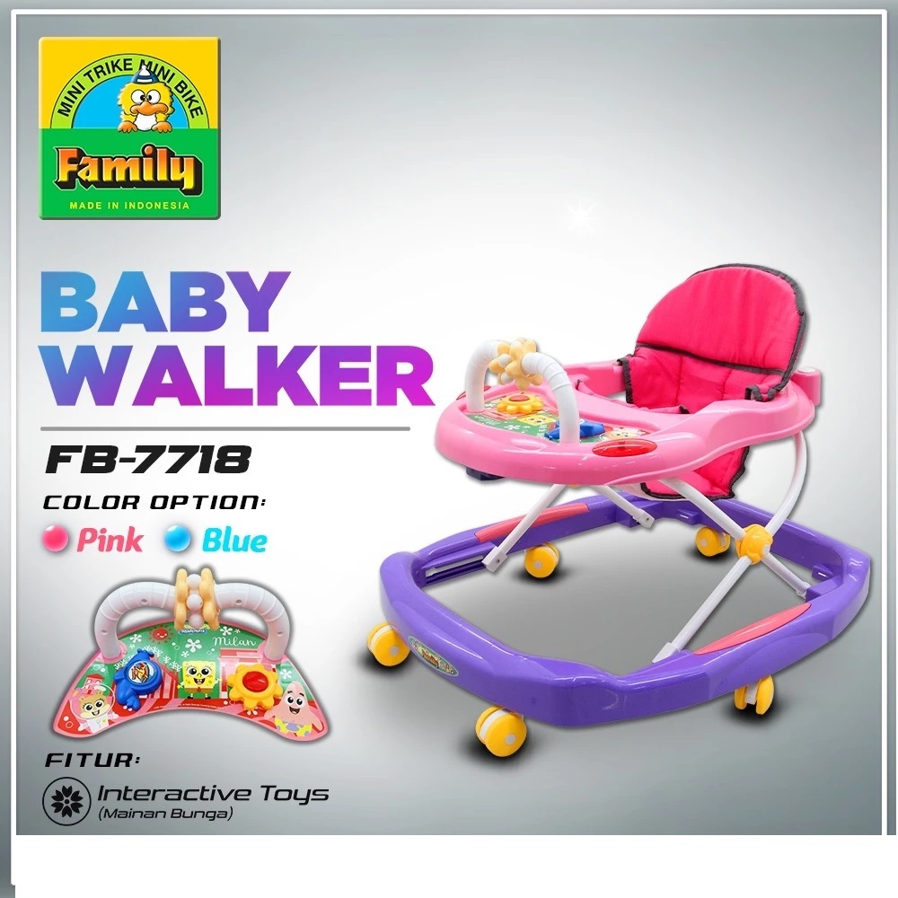 Family 7718 L Baby Walker Biru - Pink / Kereta Bayi / Kereta Dorong Alat Bantu Berjalan / Gerobak Ba