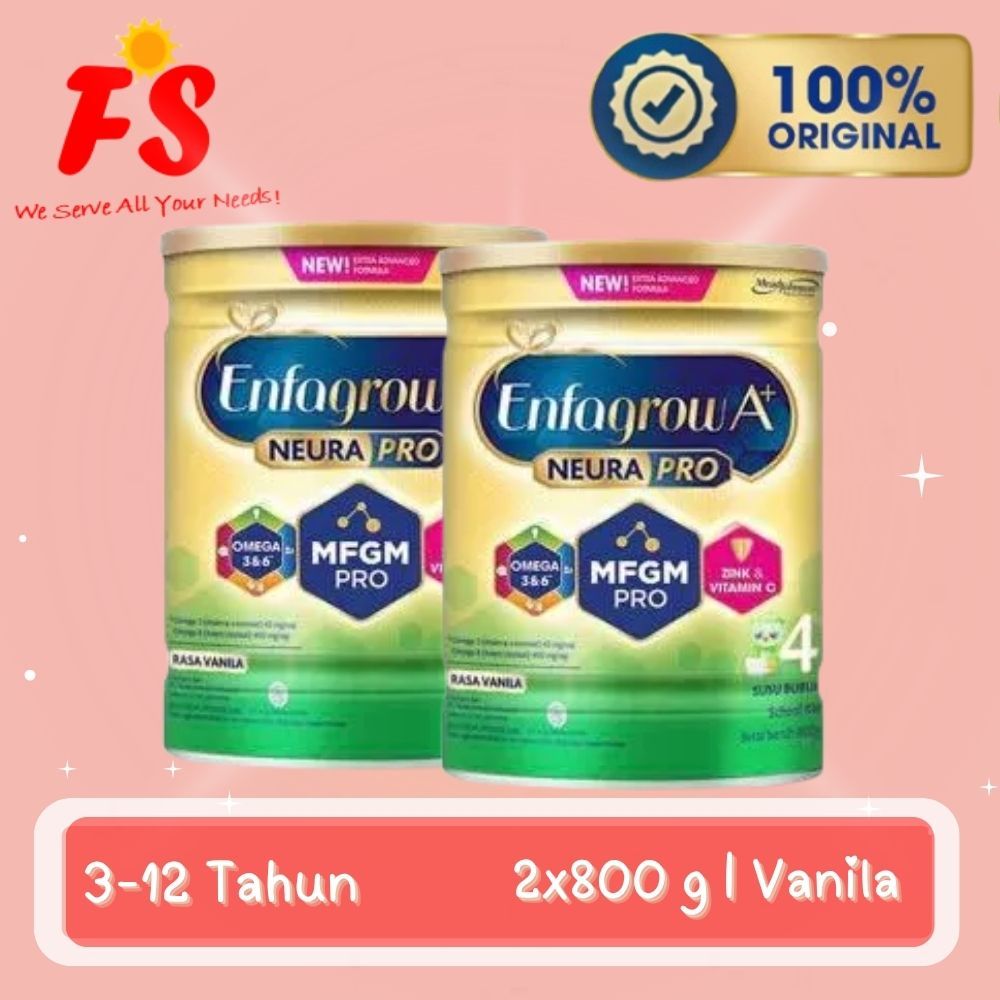 (2 KALENG) ENFAGROW A+4 800 GRAM VANILA SUSU PERTUMBUHAN ANAK 3-12 TAHUN