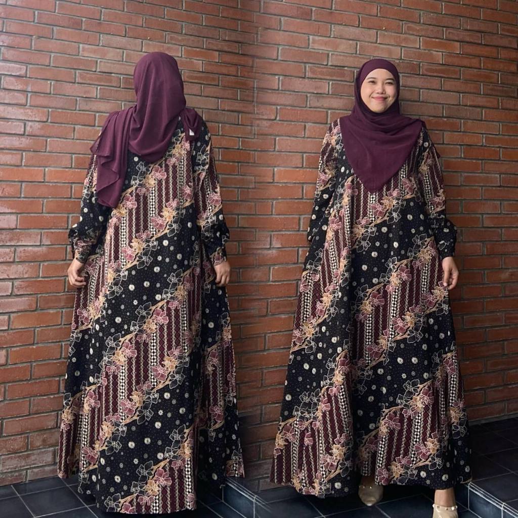 Gamis Batik Rayon Kusumawardani | Dress Wanita Adem Elegan Kondangan Casual Jumbo S-XXXL