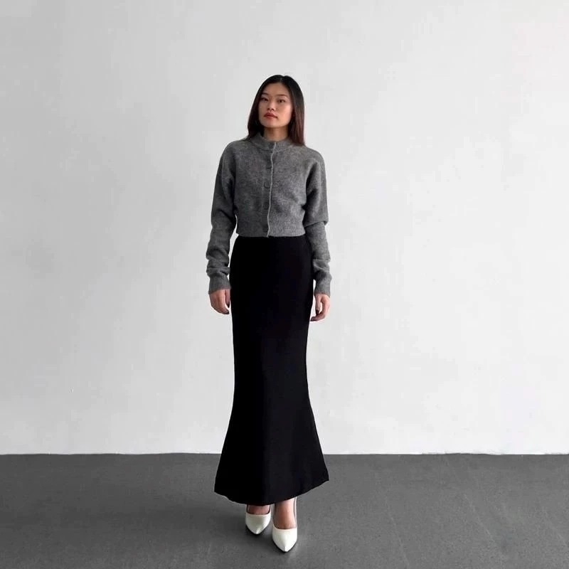 Kekinian Rok Duyung Wanita Highwaist Panjang Model Mermaid Kekinian - Bahan Scuba Premium Elastis -