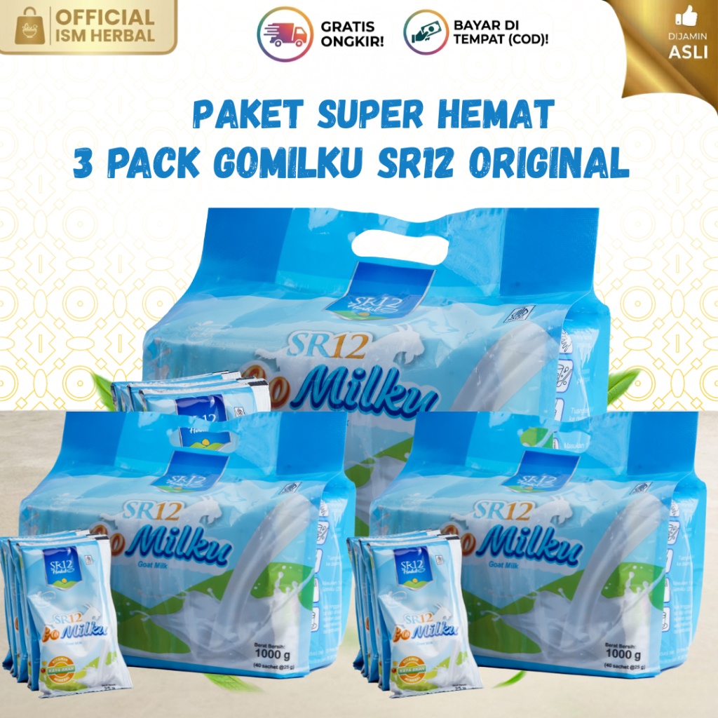 GoMilku SR12 Paket Hemat 3 Pack Susu Kambing Etawa Sachet Isi 120 Makassar
