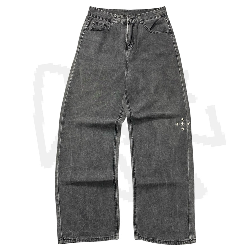 Baggy grey jeans washed jeans