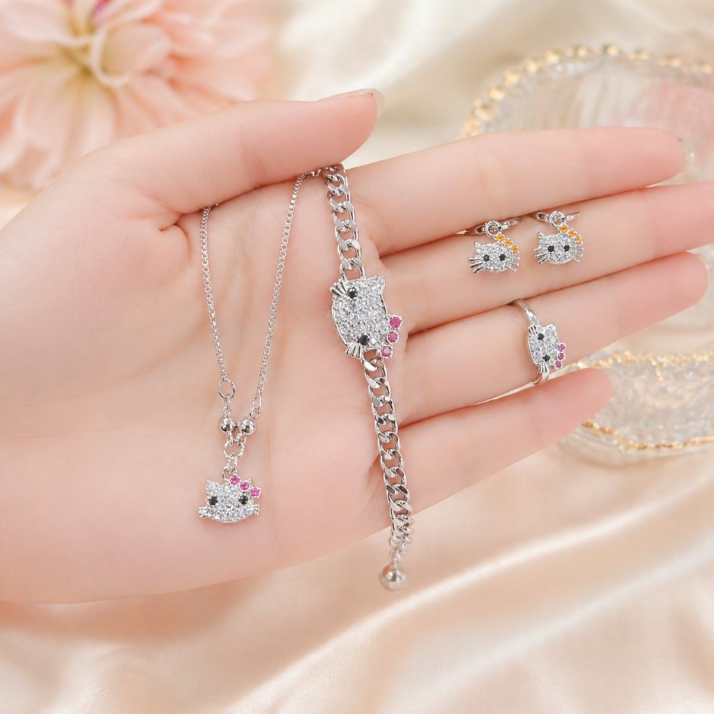 Set Perhiasan Anak HK Perak Silver Lengkap