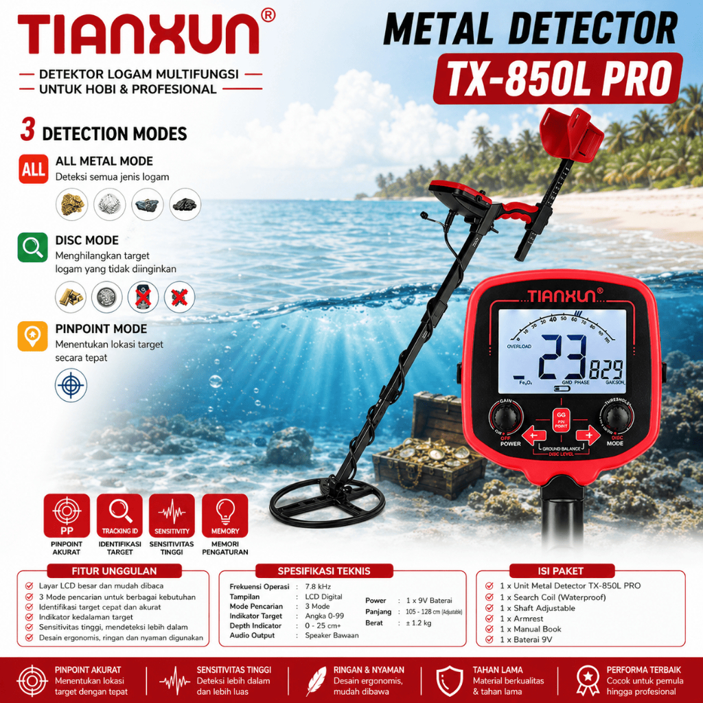 METAL DETECTOR TIANXUN TX850 ORIGINAL | ALAT PENCARI EMAS UNDERGROUND DETEKSI LOGAM GOLD SILVER AKUR