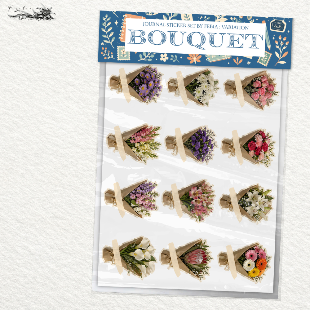 12PCS JURNAL VINTAGE BOUQET STIKER SET/STIKER JURNAL/STIKER VINTAGE AESTETIK
