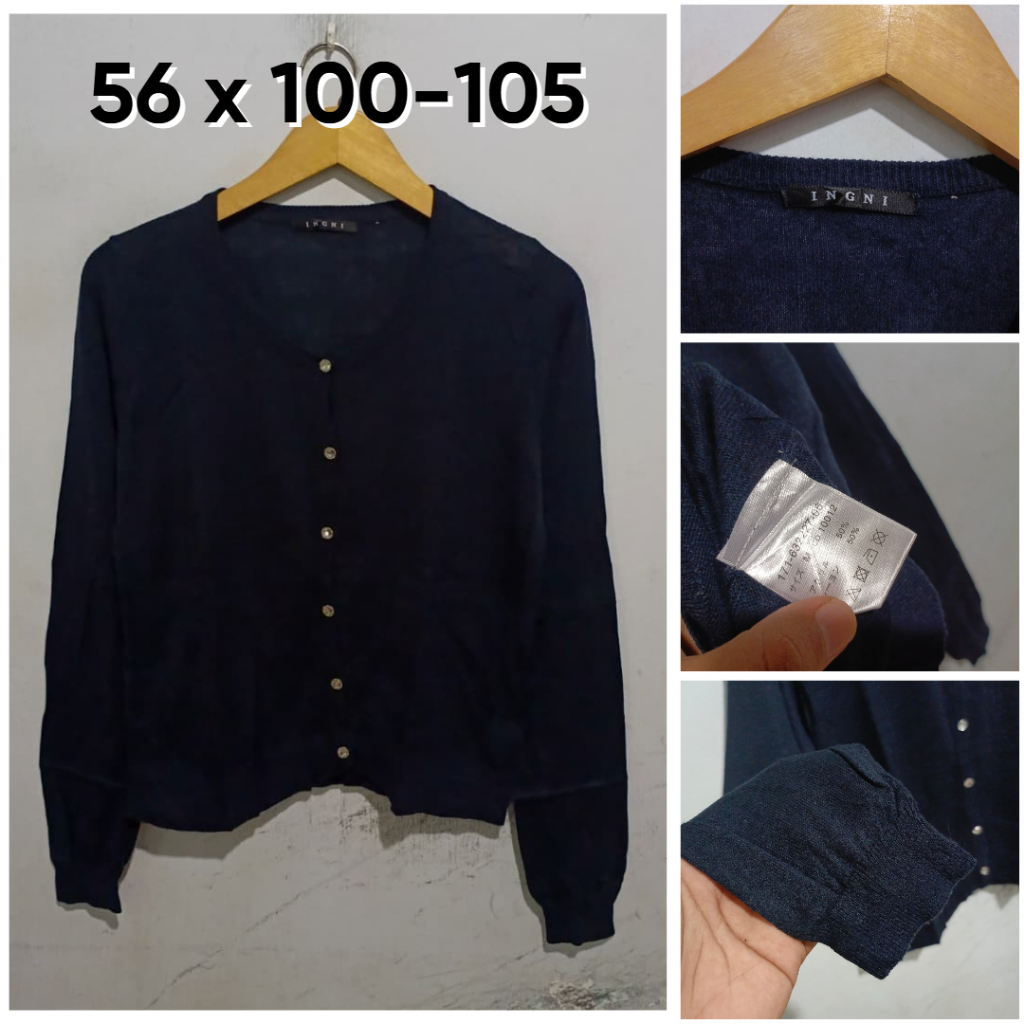 Cardigan INGNI Navy Size M Wanita Cardi Knit Outer E101