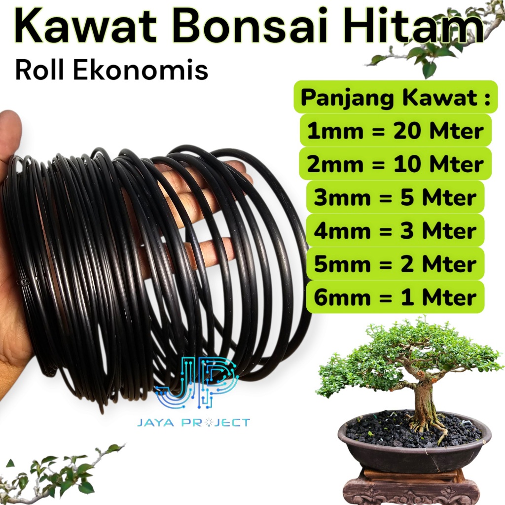 Kawat bonsai HITAM kawat aluminium bonsai roll ekonomis