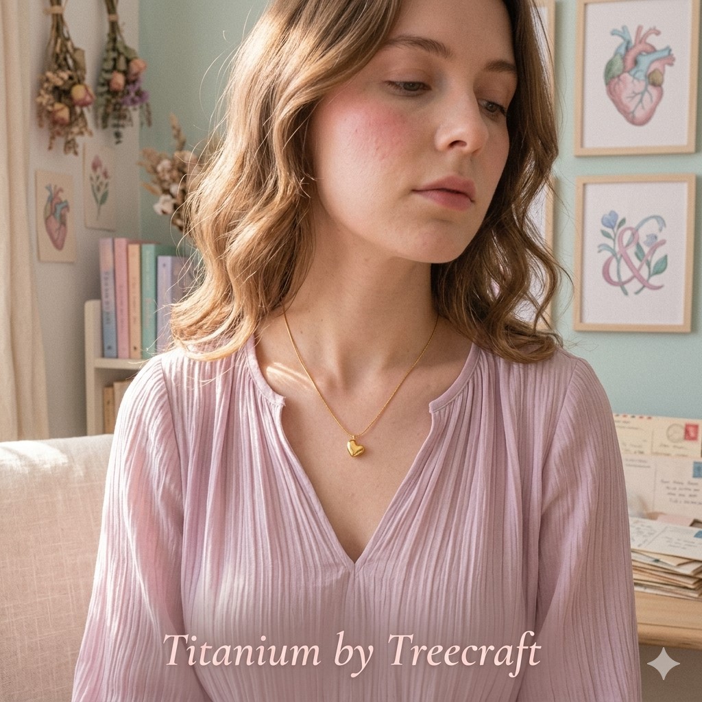 KALUNG TITANIUM LIONTIN HATI KECIL
