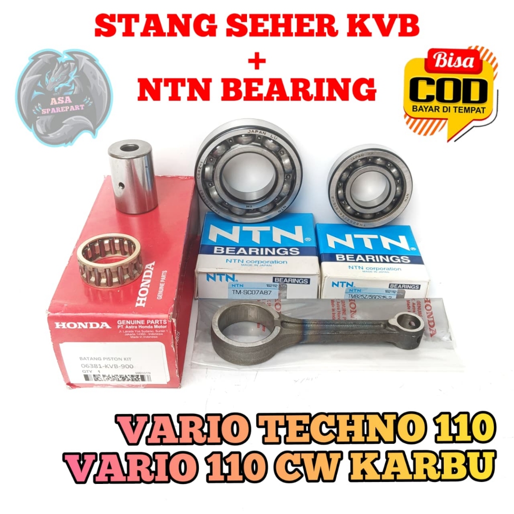 Stang Seher Set Bearing KVB Motor Honda Vario Techno 110 , Vario 110 CW Karbu Setang Piston Satu Set