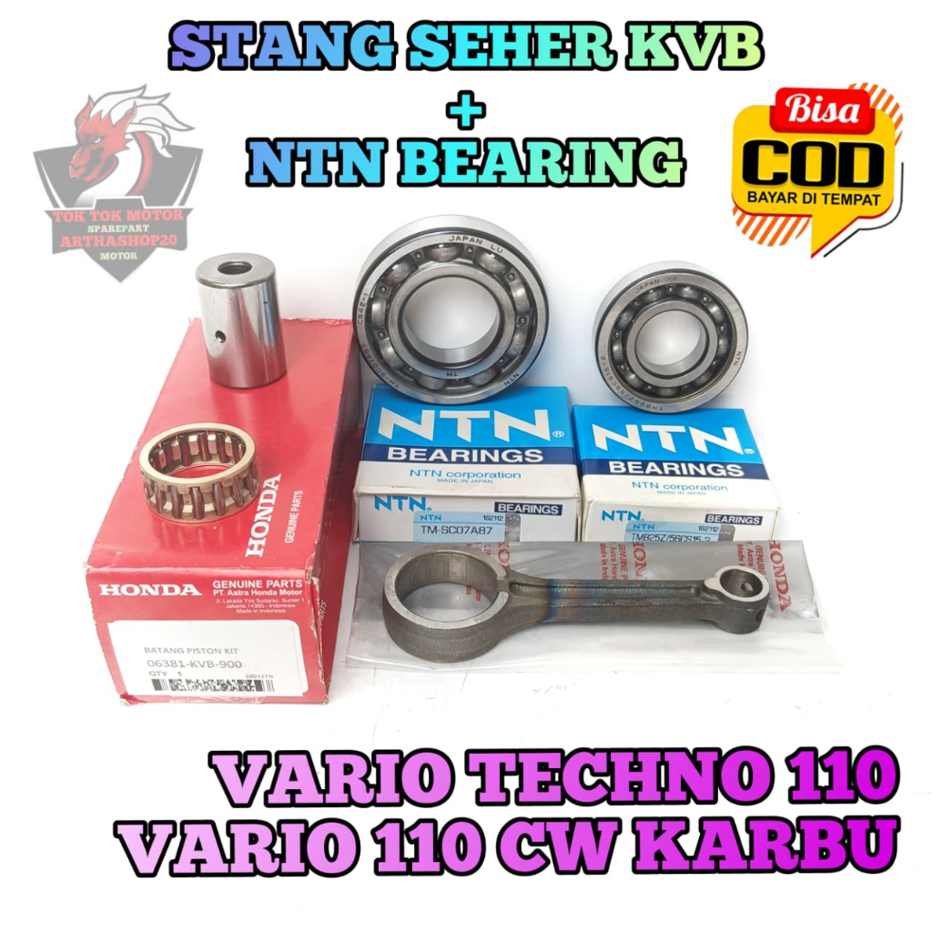 Stang Seher Set Bearing KVB Motor Honda Vario Techno 110 , Vario 110 CW Karbu Setang Piston Satu Set