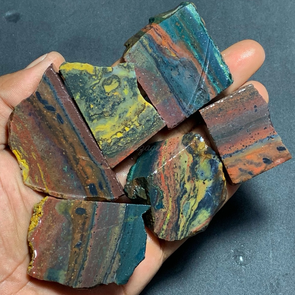 batu badar besi pancawarna nempel magnet asli natural / batu badar besi multicolor / bahan batu bada