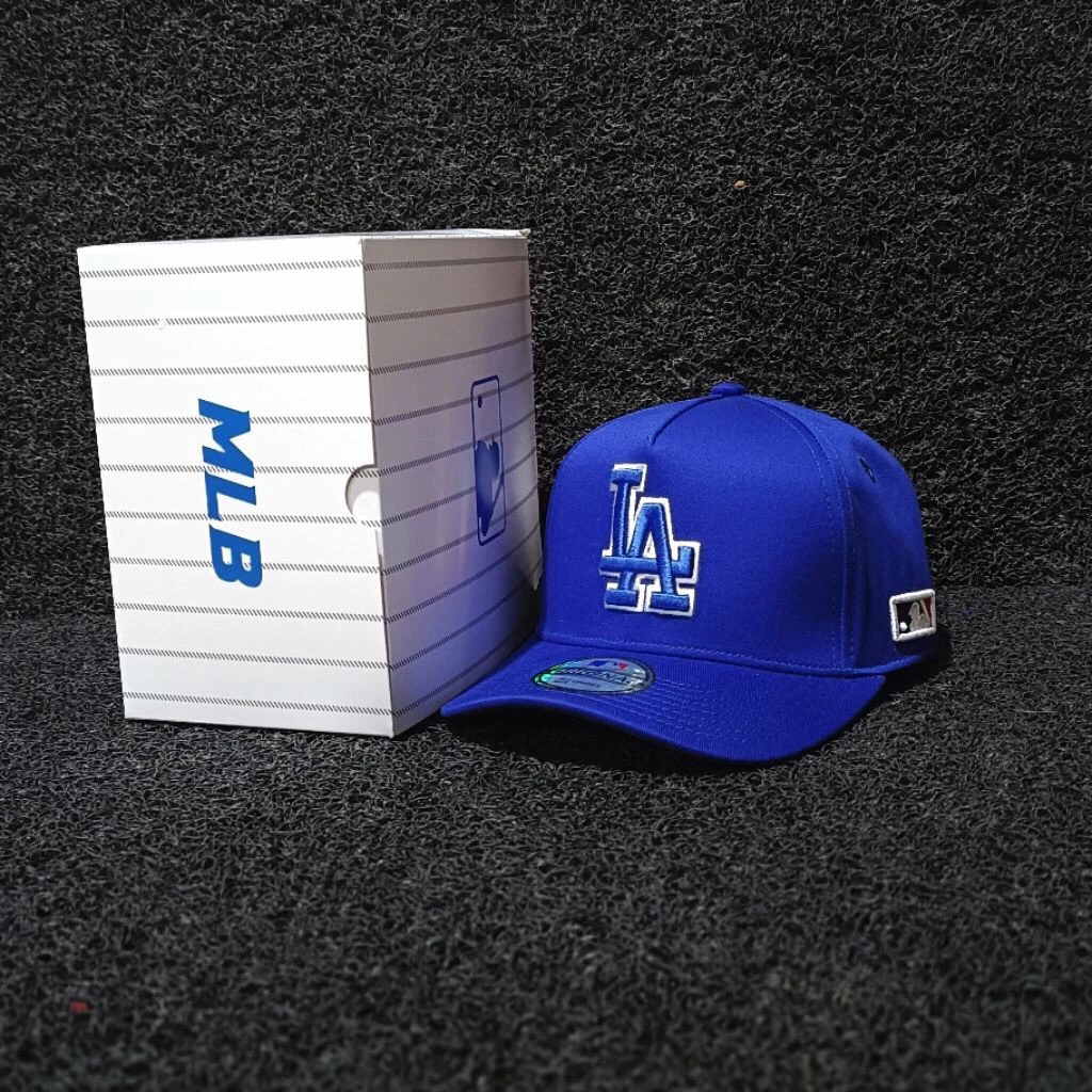 Topi Premium LA Biru List Putih Bahan Biru Topi Unisex Baseball Best Quality MLB