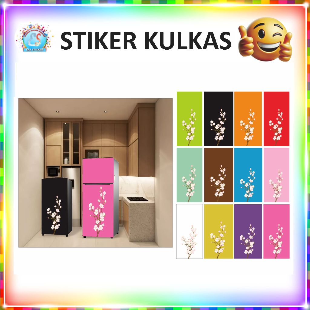 Stiker Kulkas 1 dan 2 Pintu Motif Bunga Unik FF0155 ES - FF0164 ES