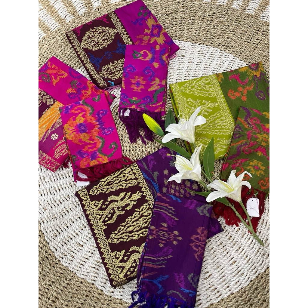 Kamen sutra mastuli dan endek rebong songket ori set selendang