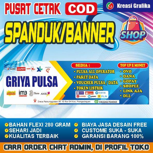 BANNER KONTER / JUAL PULSA TERLARIS FREE DESAIN SEHARI JADI