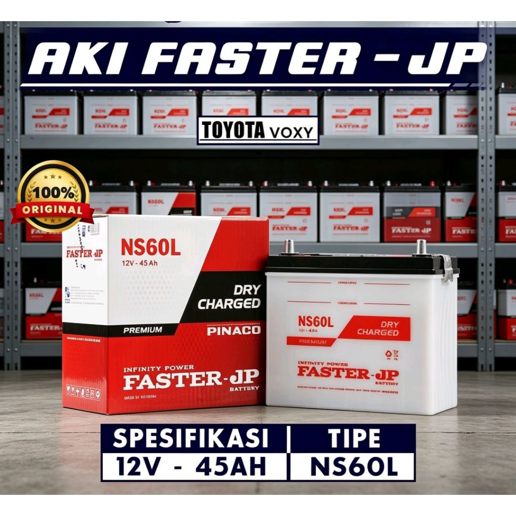 AKI MOBIL AKI BASAH FASTER JP NS60L 45 AMPER 12 VOLT