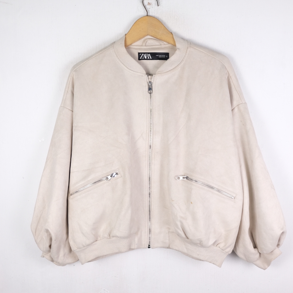 JAKET ZARA BOMBER VELVET LEATHER JK360 SIZE M-L