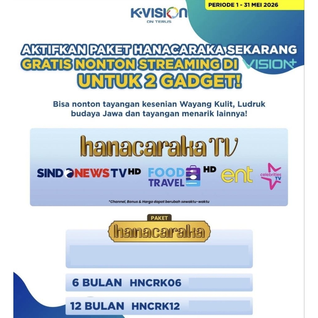 Voucher Paket Hanacaraka K-Vision