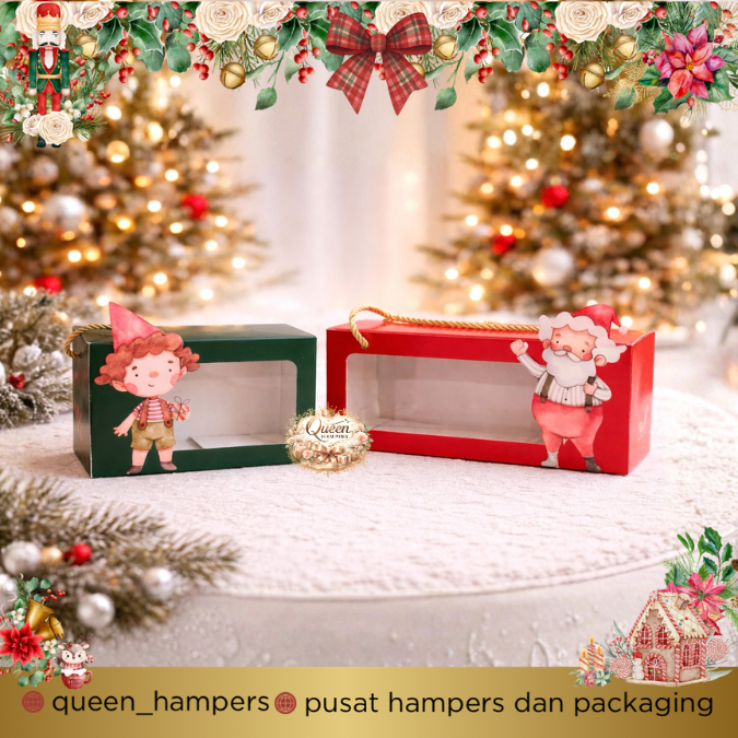 Tas Kotak Natal untuk 2 & 3 Toples Christmas box cookies roti roll cake box dus natal kue kering goo