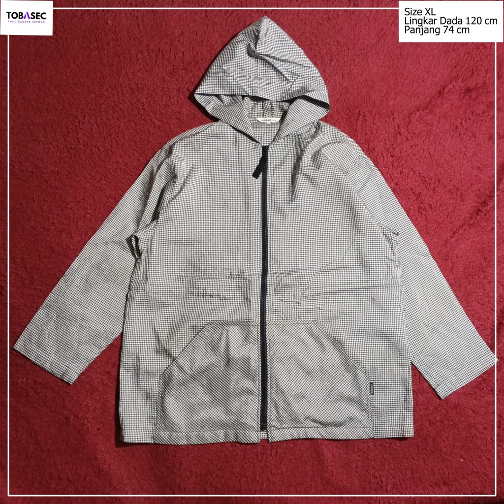 Jacket Running Parka Jean Jaures motif Kotak kotak Size XL