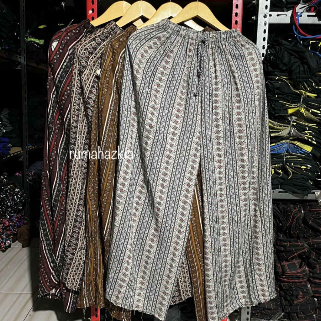Celana Kulot Katun Rayon Motif Batik dan Gajah Ukuran Standar dan Super Jumbo