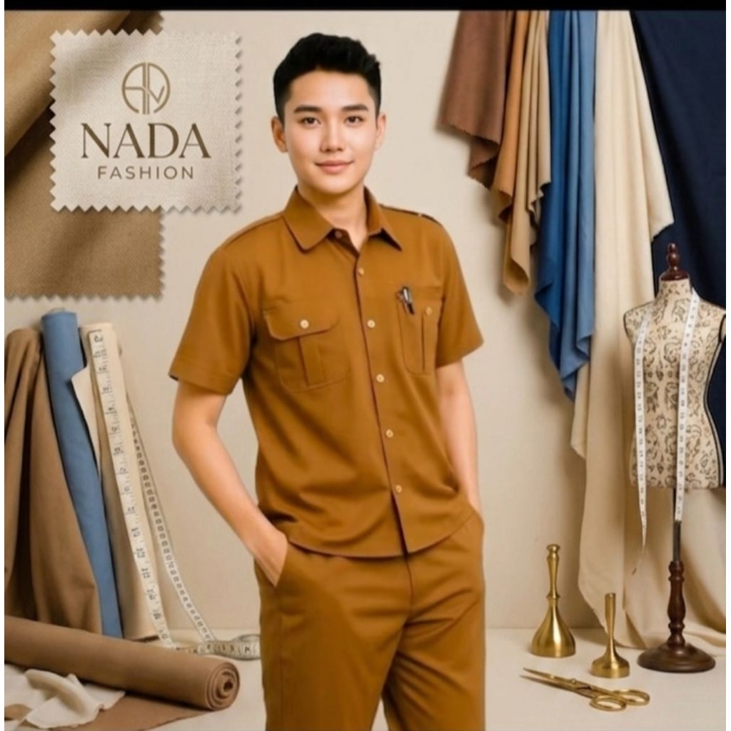 Seragam PNS Pemda Pria/wanita Khaki Baju ASN Seragam Dinas ASN / Baju Dinas Pemda Guru Premium