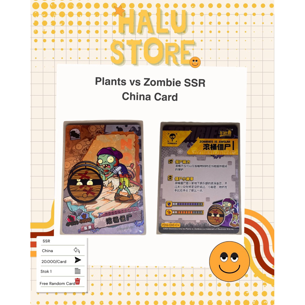 Plants vs Zombie Card Type SSR Edisi China (Free 2 Random Card)