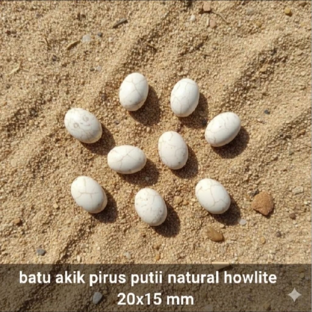 BATU AKIK PIRUS PUTIH NATURAL HOWLITE 20X15 MM