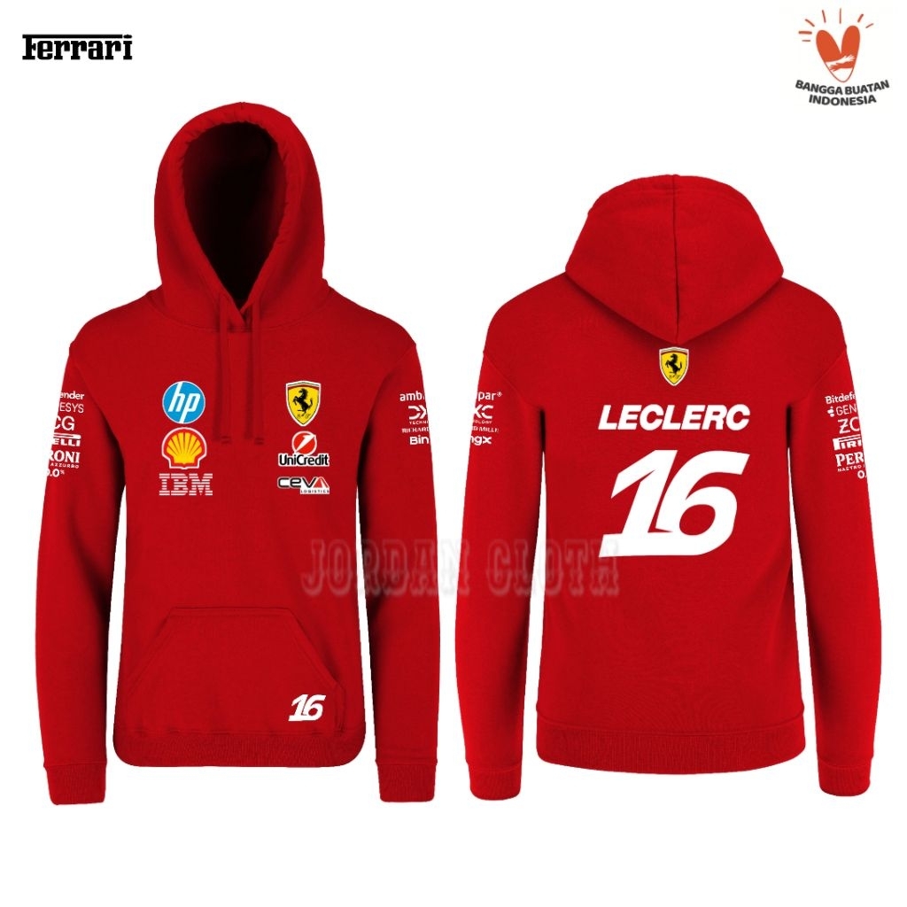 Hoodie Jaket Sweater Team Ferrari Scuderia 2026 F1 Formula One Leclerc 16