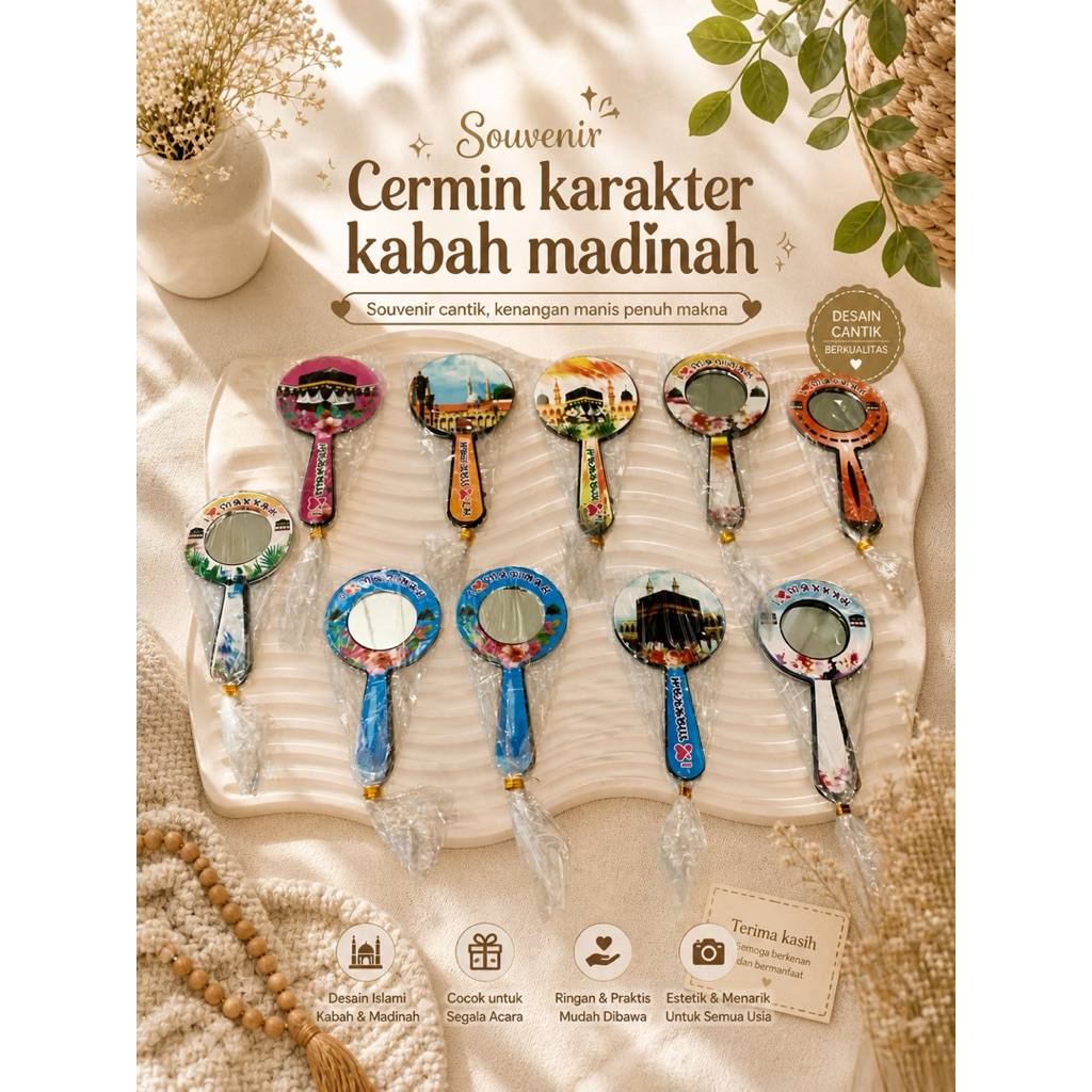 SOUVENIR CERMIN KARAKTER KABAH MADINAH MAKKAH / SOUVENIR CERMIN / SOUVENIR KACA CERMIN / SOUVENIR UM