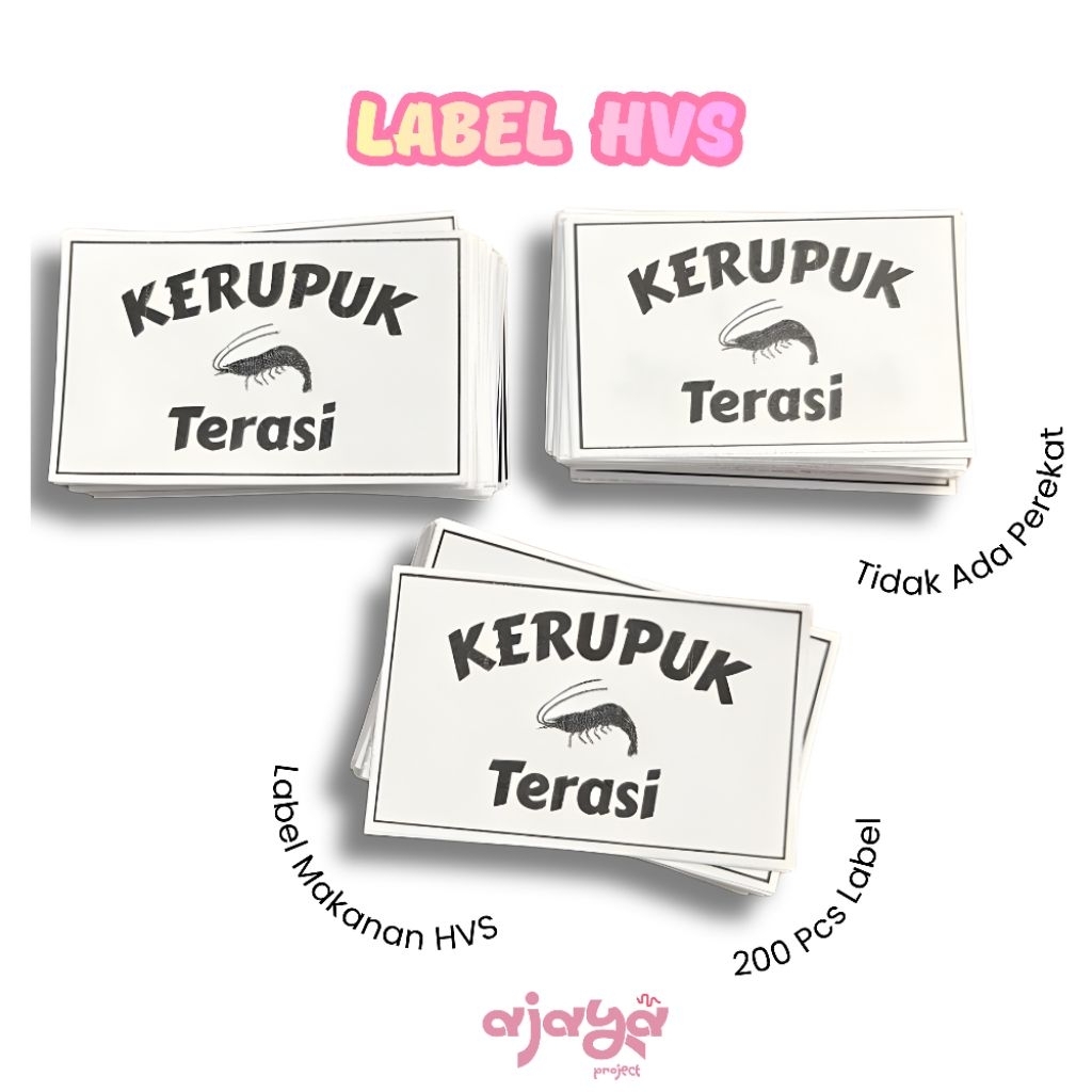 200 Pcs Label Kerupuk / Label Krupuk / Label Makanan / Label Snack HVS