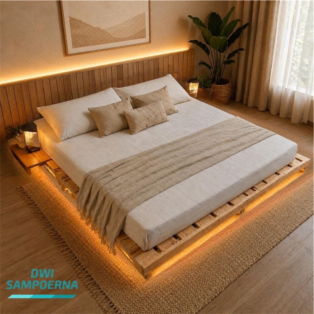 Dipan Palet Kayu Jati Belanda Kuat 500kg – 140x200 / 160x200 / 180x200 / 200x200 cm – Minimalis Siap