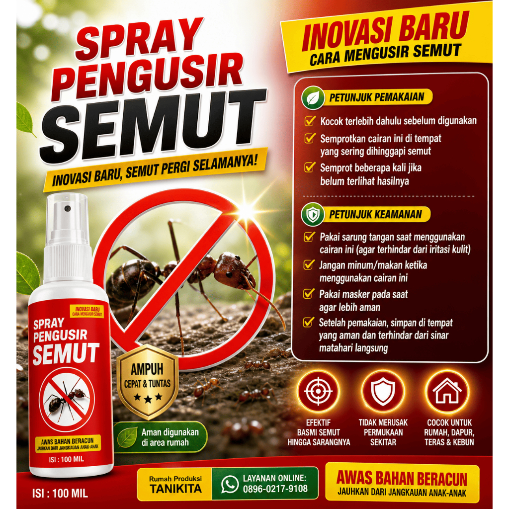 RACUN SEMUT 100 MIL PEMBASMI PENGUSIR SEMUT RUMAH RACUN SEMPROT CAIRAN ANTI SEMUT HAMA TANAMAN RACUN