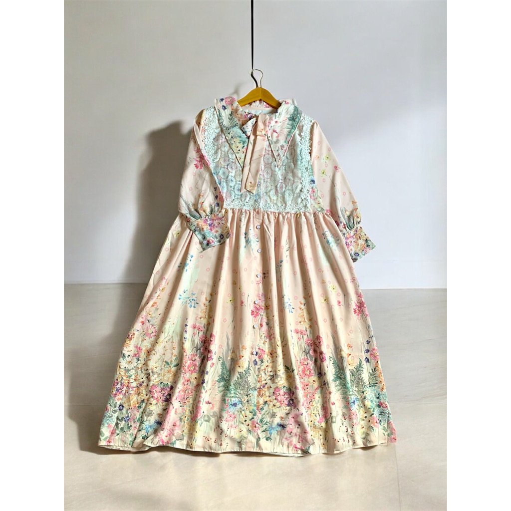 Midi Silk By Meijiwang - Mididress Silk mix Brukat Premium Warna Dusty