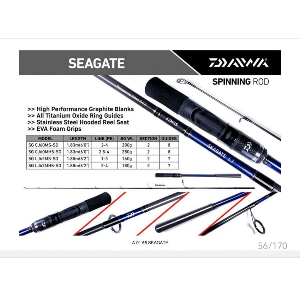 joran pancing daiwa seagate spinning 60 atau 62 joran laut