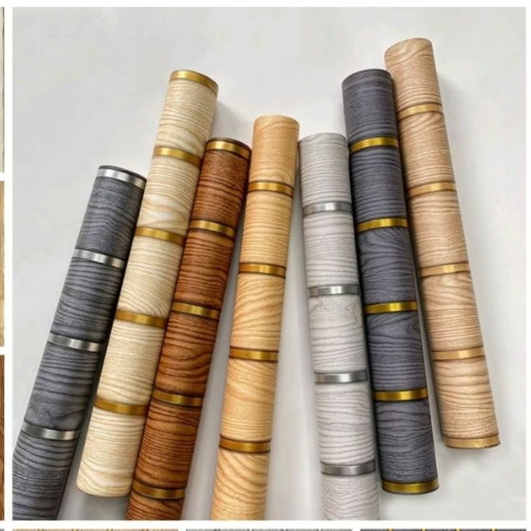 Wallpaper Dinding Motif Panel Kayu Elegan/ Wallpaper Panel Lis Gold/Wallpaper Sticker Dinding Kayu A