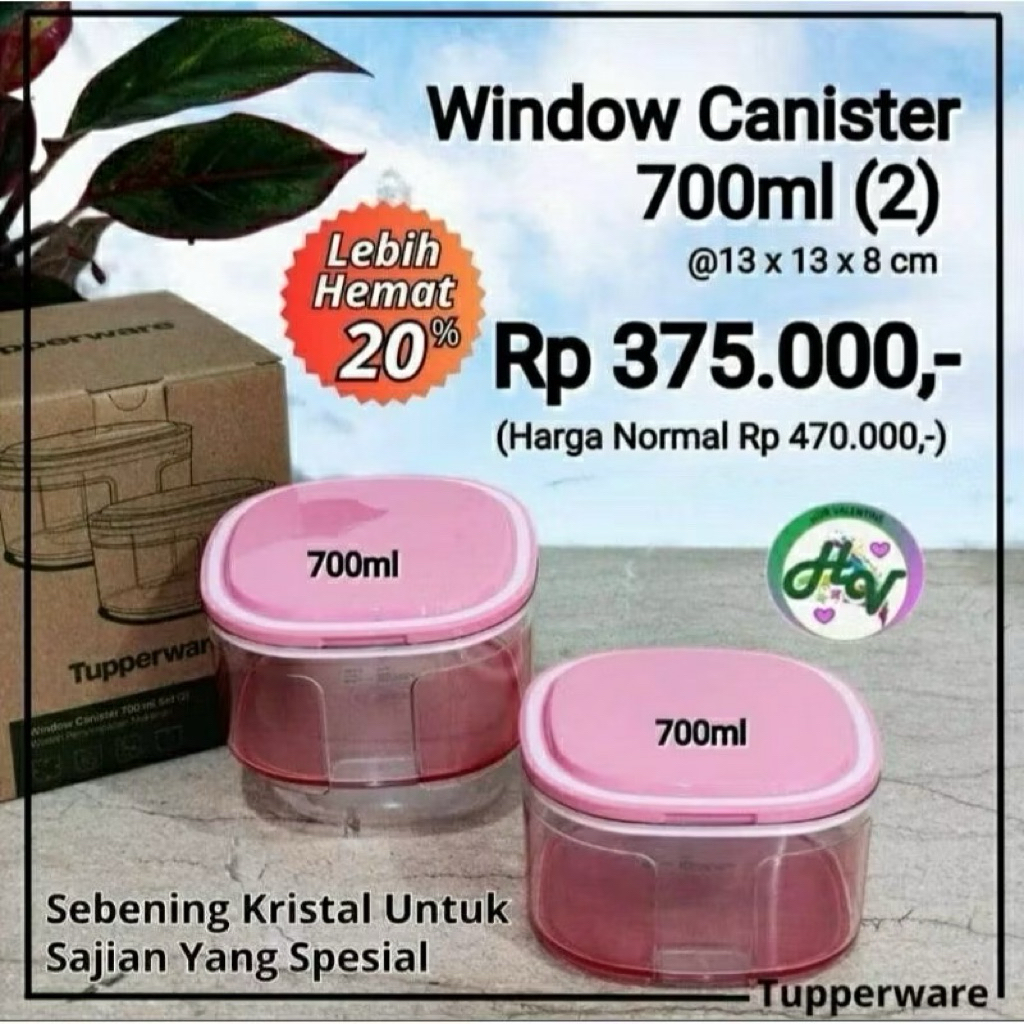 WINDOW CANISTER PINK TUPPERWARE isi 2
