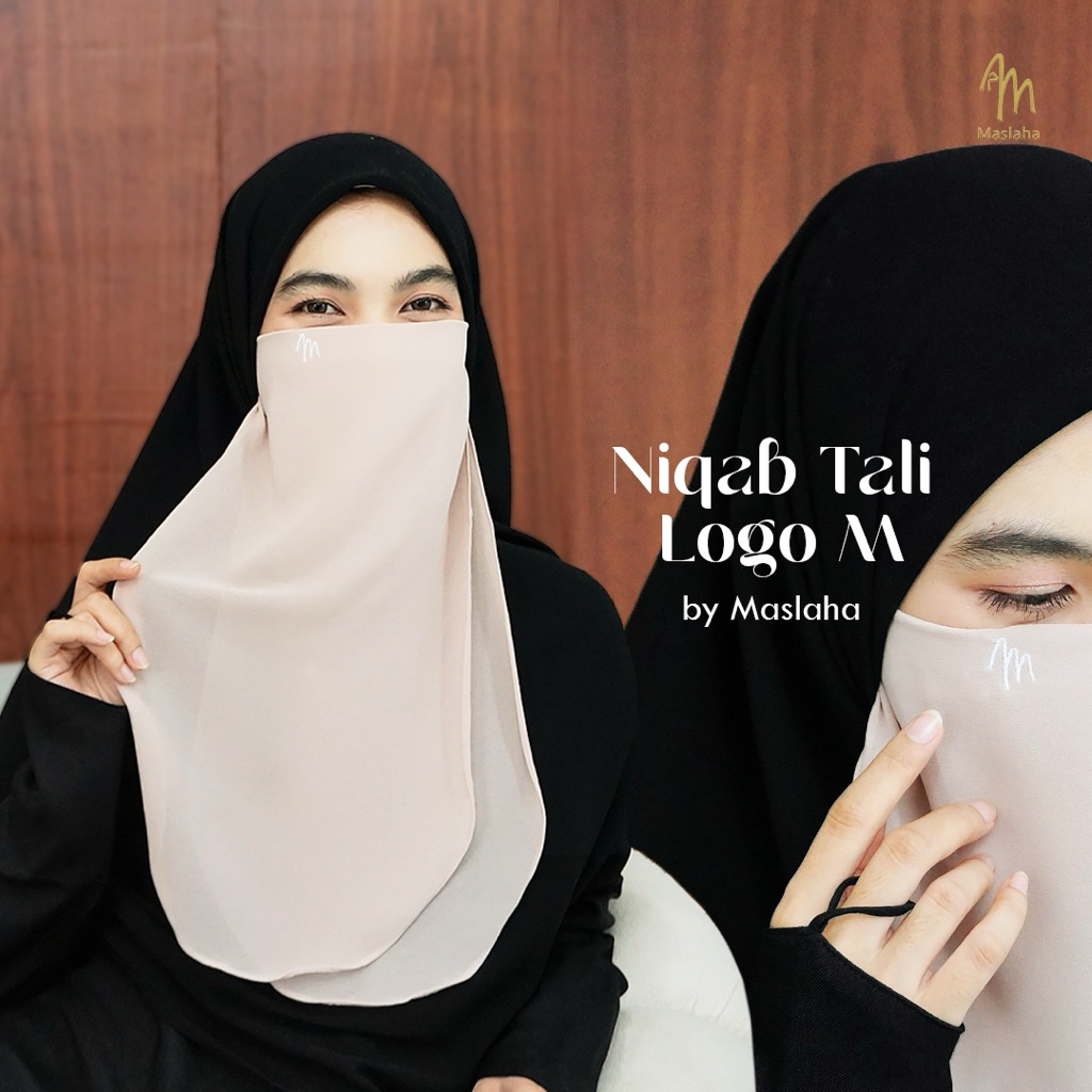Maslaha Niqab l Niqab Tali Logo M l Cadar Tali Babydoll Tanpa Jahitan Dibawah Mata