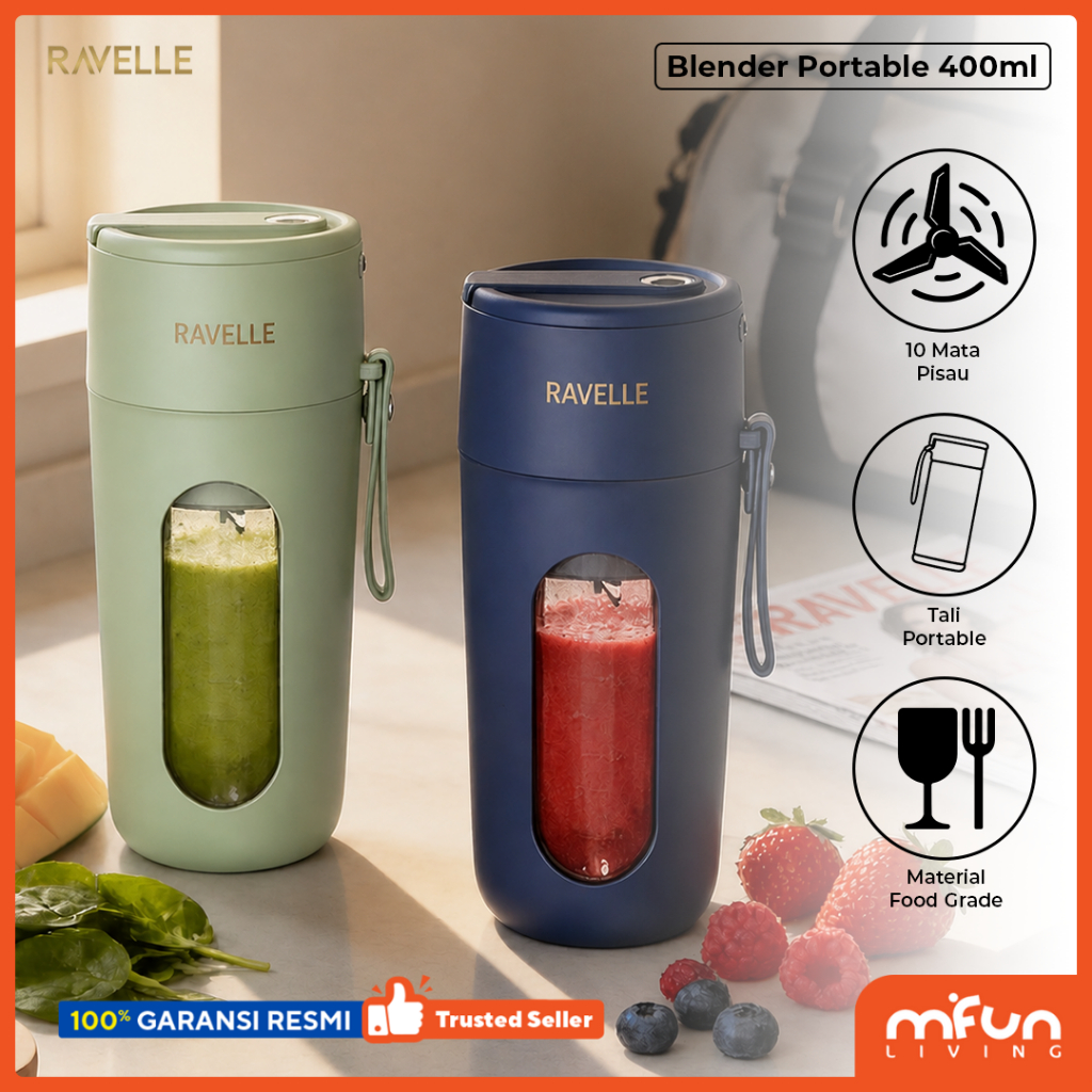 Ravelle Blender Portable Ravelle 400ml 10 Mata Pisau USB Juicer Mini Food Grade RPB-4